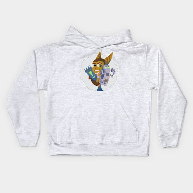 Lombax and Robot platformers Kids Hoodie by Domingo Illustrates